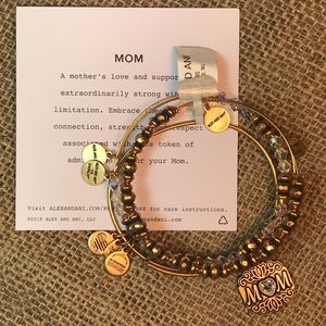NWT Alex and Ani 3 Piece Set MOM Bracelets w/Card